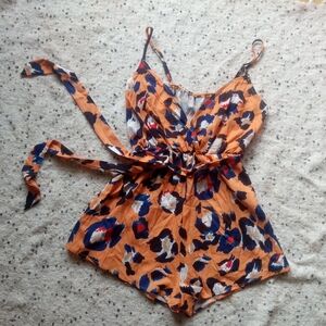 Orange Floral Romper